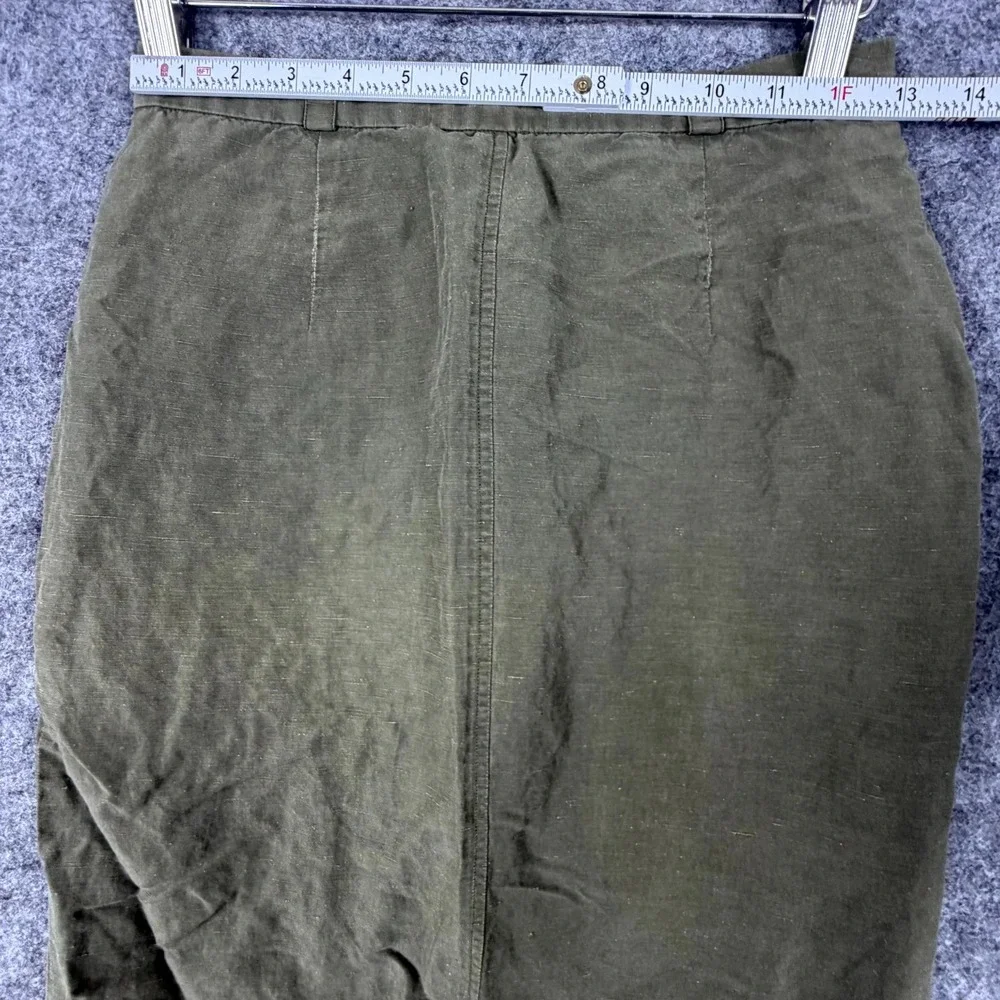 Vintage Olsen Collection Casual Skirt Womens 6 Olive Green Linen Flax Hiking